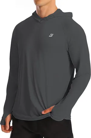 Roadbox UPF 50  Fishing Shirts for Men, Long Sleeve UV Protection Sun Hoodie, Swim Rash Guard for Hiking Running Workout