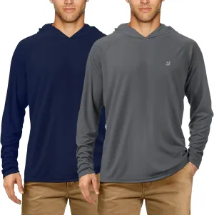Roadbox UPF 50  Fishing Shirts for Men, Long Sleeve UV Sun Protection Hoodie, Outdoor Hiking Running Swimming Rash Guard