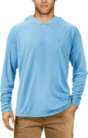 Roadbox UPF 50  Fishing Shirts for Men, Long Sleeve UV Sun Protection Hoodie, Outdoor Hiking Running Swimming Rash Guard