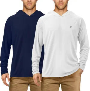 Roadbox UPF 50  Fishing Shirts for Men, Long Sleeve UV Sun Protection Hoodie, Outdoor Hiking Running Swimming Rash Guard