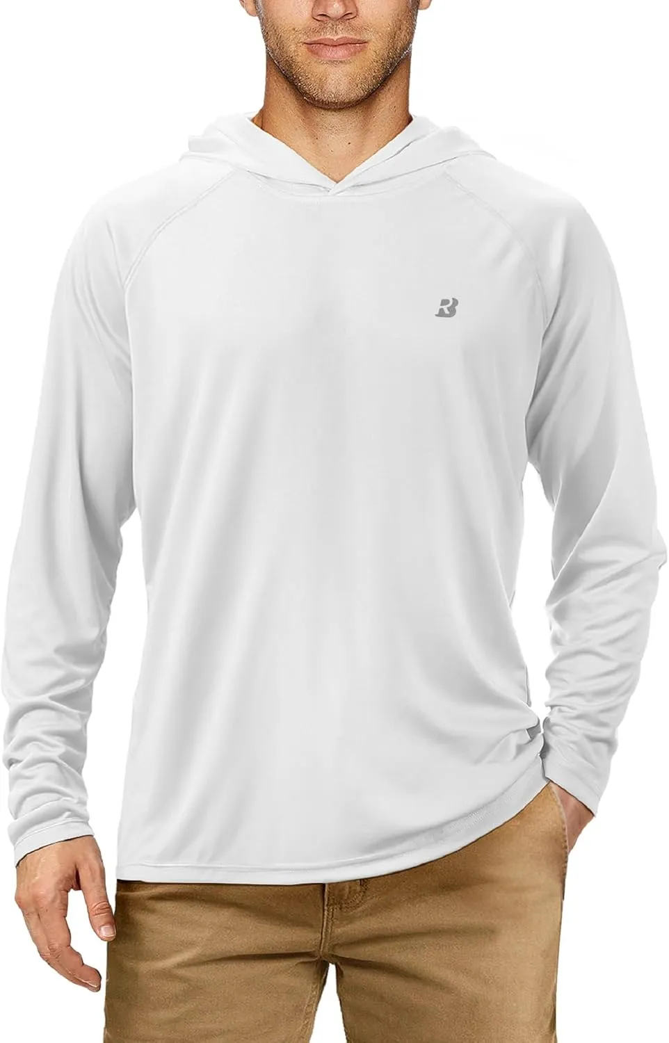 Roadbox UPF 50  Fishing Shirts for Men, Long Sleeve UV Sun Protection Hoodie, Outdoor Hiking Running Swimming Rash Guard