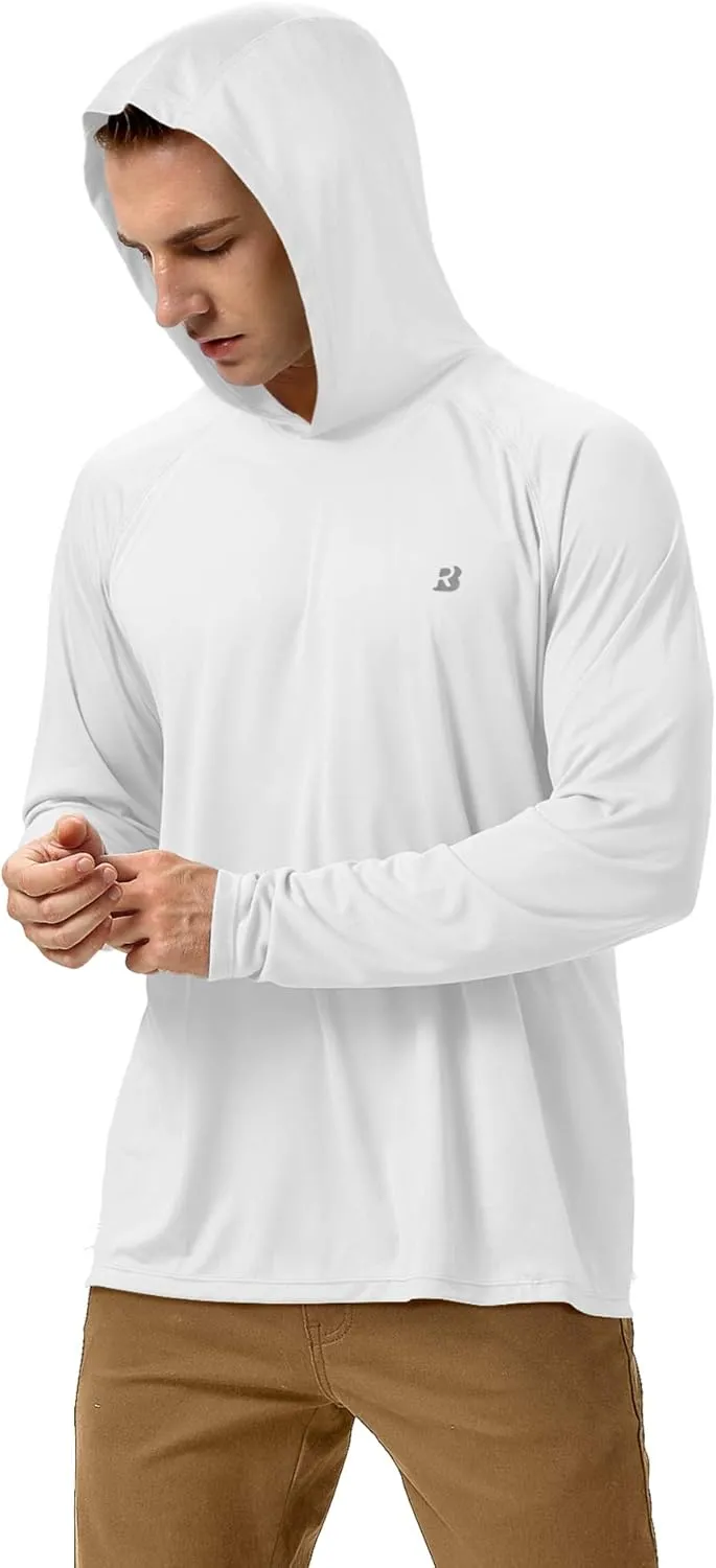 Roadbox UPF 50  Fishing Shirts for Men, Long Sleeve UV Sun Protection Hoodie, Outdoor Hiking Running Swimming Rash Guard