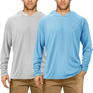 Roadbox UPF 50  Fishing Shirts for Men, Long Sleeve UV Sun Protection Hoodie, Outdoor Hiking Running Swimming Rash Guard