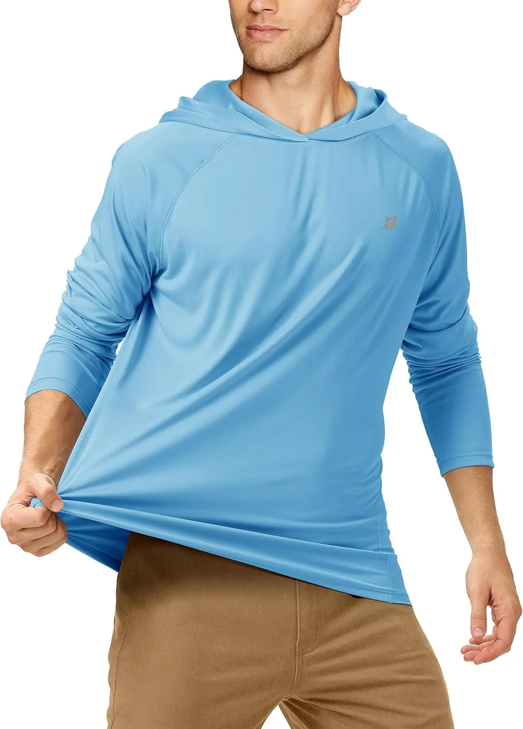 Roadbox UPF 50  Fishing Shirts for Men, Long Sleeve UV Sun Protection Hoodie, Outdoor Hiking Running Swimming Rash Guard