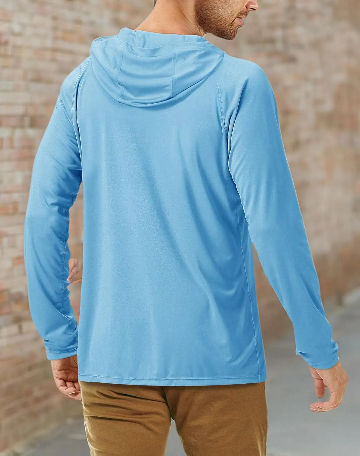 Roadbox UPF 50  Fishing Shirts for Men, Long Sleeve UV Sun Protection Hoodie, Outdoor Hiking Running Swimming Rash Guard
