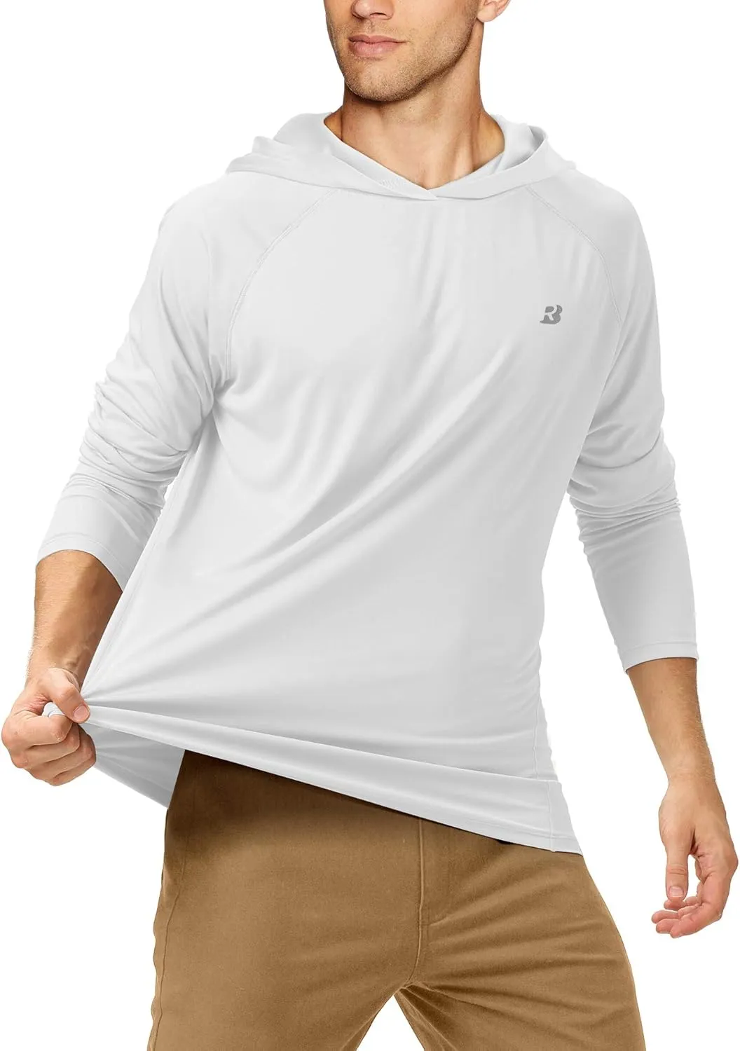 Roadbox UPF 50  Fishing Shirts for Men, Long Sleeve UV Sun Protection Hoodie, Outdoor Hiking Running Swimming Rash Guard