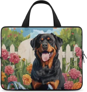 Rottweiler Dog Garden Laptop Bag Laptop Case Computer Messenger Bag with Adjustable Shoulder Strap
