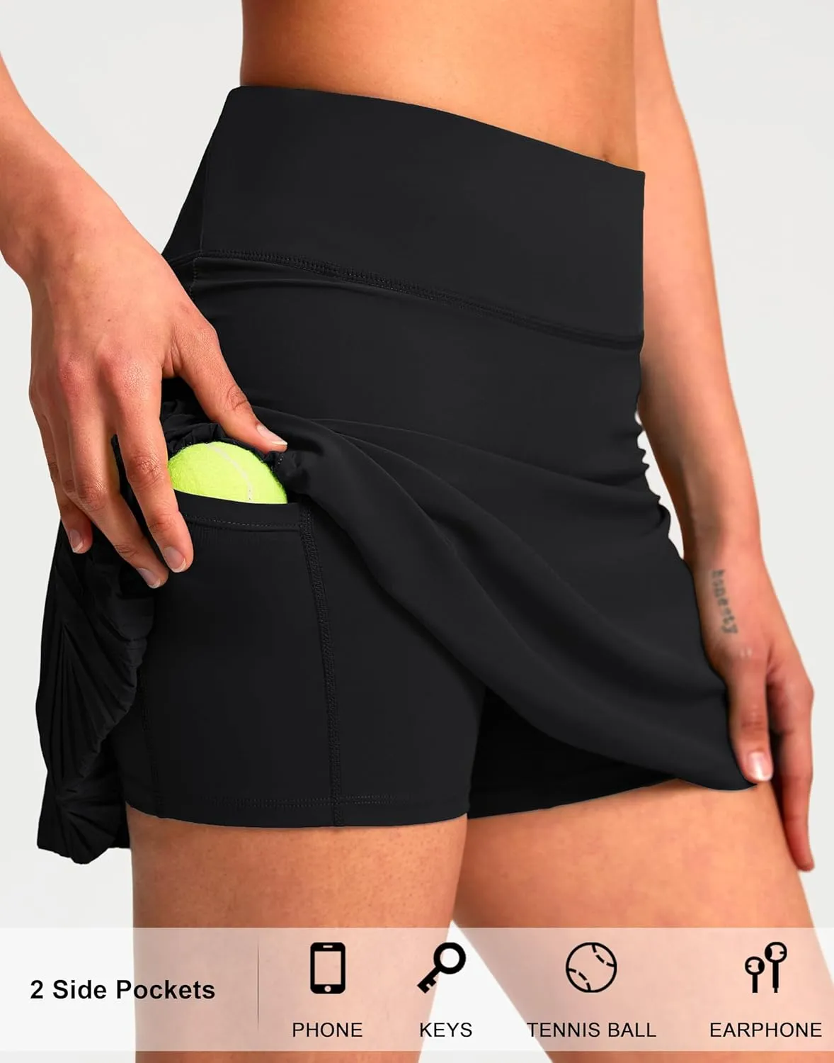 SANTINY 14" Tennis Skirt Skorts for Woman Pleated High Waited Skirts with Built-in Shorts Athletic Golf Skort