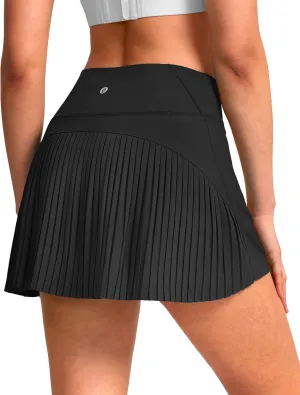 SANTINY 14" Tennis Skirt Skorts for Woman Pleated High Waited Skirts with Built-in Shorts Athletic Golf Skort