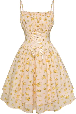 Scarlet Darkness Summer Sundress for Women Floral Sleeveless Spaghetti Strap Dress