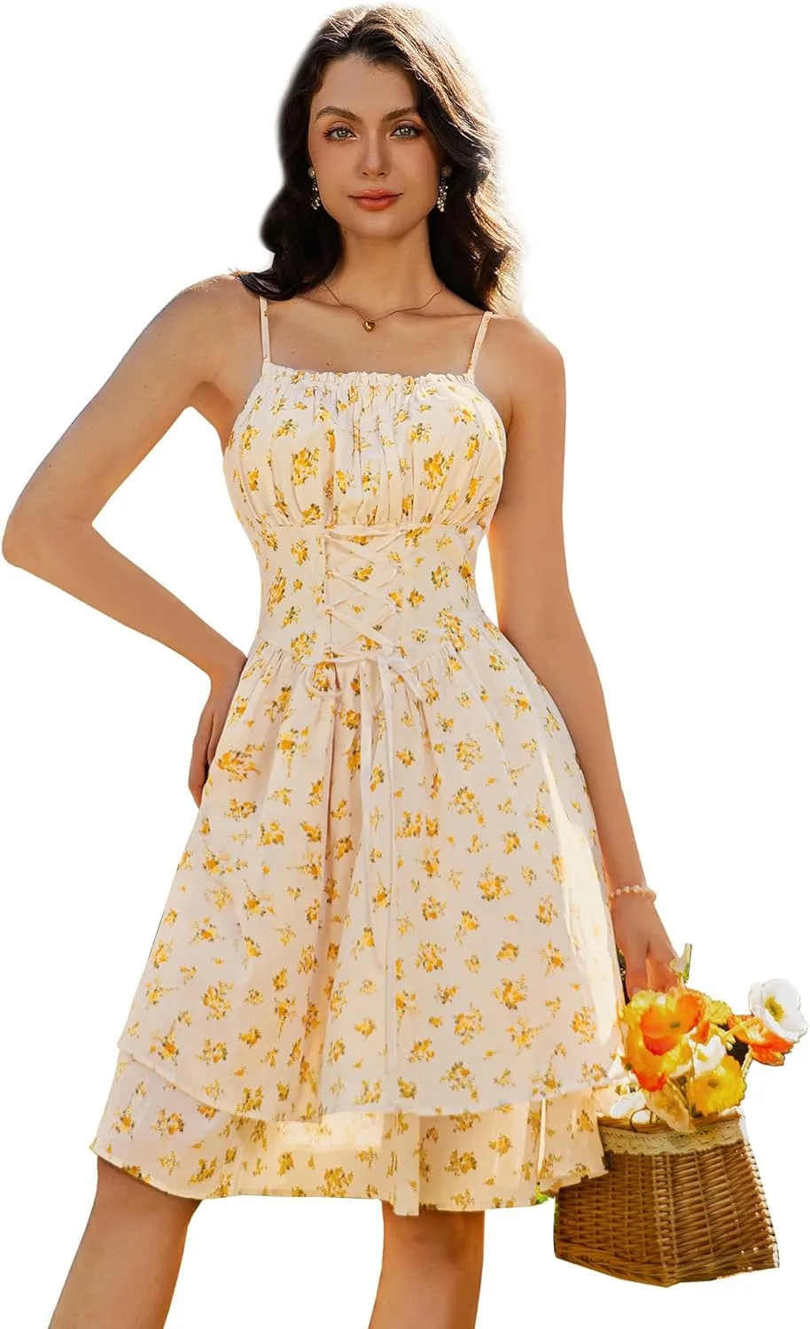 Scarlet Darkness Summer Sundress for Women Floral Sleeveless Spaghetti Strap Dress
