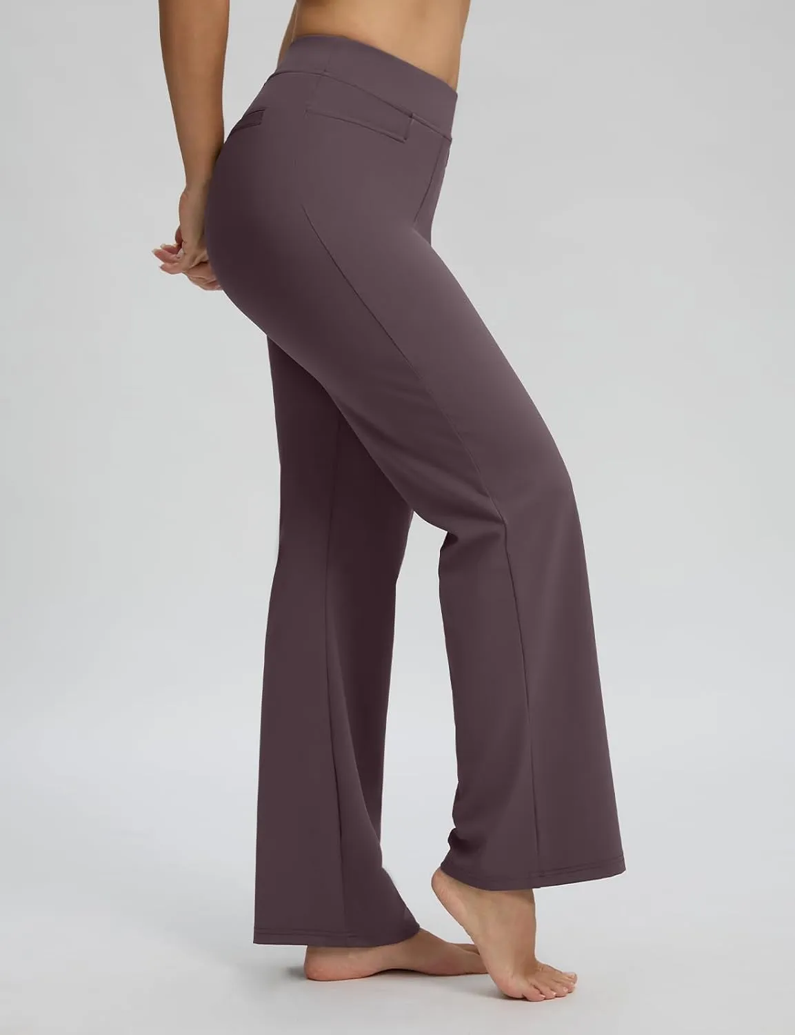 Seamaid Womens 30" Wide Leg Yoga Pants with Pockets High Waisted Stretch Casual Dress Pants