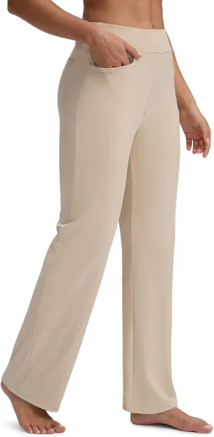 Seamaid Womens 30" Wide Leg Yoga Pants with Pockets High Waisted Stretch Casual Dress Pants