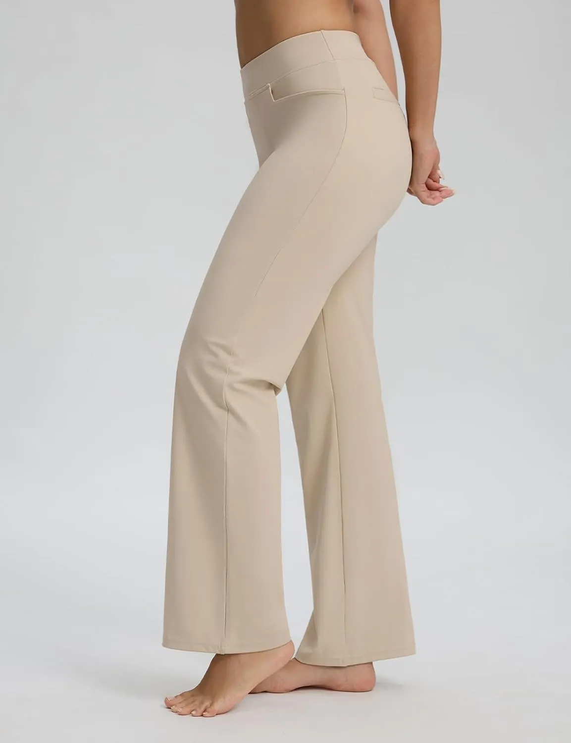 Seamaid Womens 30" Wide Leg Yoga Pants with Pockets High Waisted Stretch Casual Dress Pants