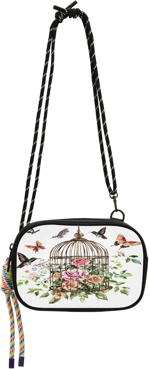 senya Cell Phone Purses Small Crossbody Bags Handbag Wallet for Women Mini Shoulder Bag Birdcage Bird Flower