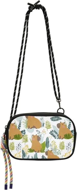 senya Cell Phone Purses Small Crossbody Bags Handbag Wallet for Women Mini Shoulder Bag Capybaras Leaf Grass Pattern