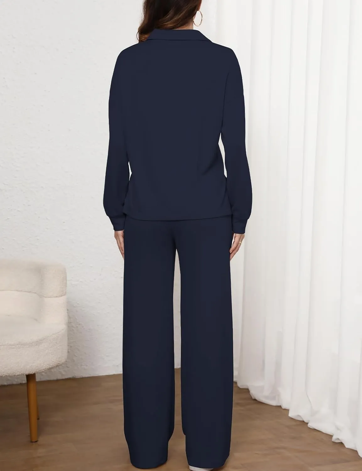 Simple Flavor Women's 2 Piece Outfits Sweatsuit Oversized Button Sweatshirt Wide Leg Sweatpants Matching Lounge Set Tracksuit