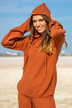 SNDYS  Hendrix Ribbed Hoodie Rust