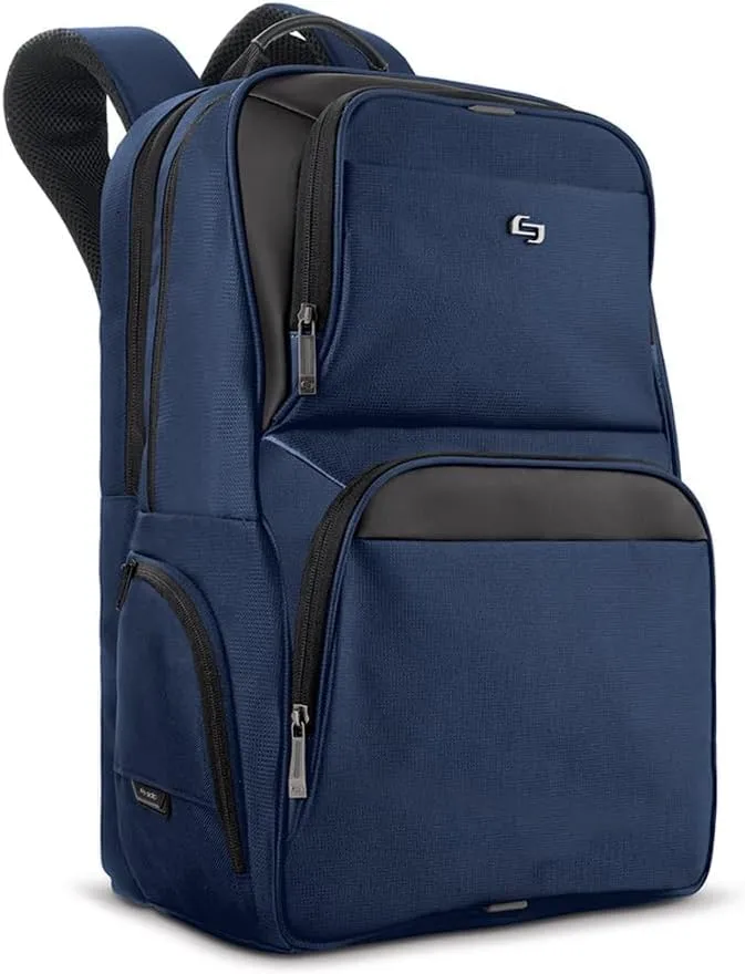 Solo New York Ambition Backpack  Stylish 17.3" Laptop Backpack with Tablet Pocket, Organizer Section, Padded Back & Straps  Perfect for Professionals & Travel (Navy)