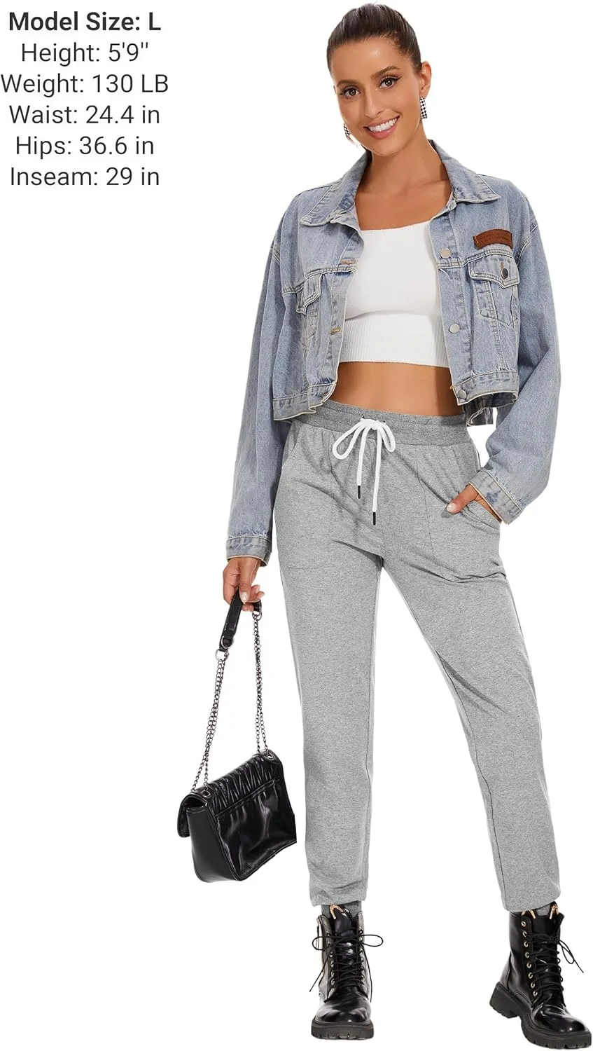 SPECIALMAGIC Women's Cotton Sweatpants with Pockets Athletic Drawstring Joggers Casual Sweat Pants