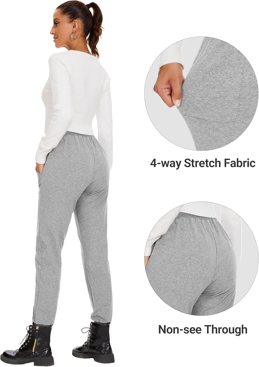 SPECIALMAGIC Women's Cotton Sweatpants with Pockets Athletic Drawstring Joggers Casual Sweat Pants