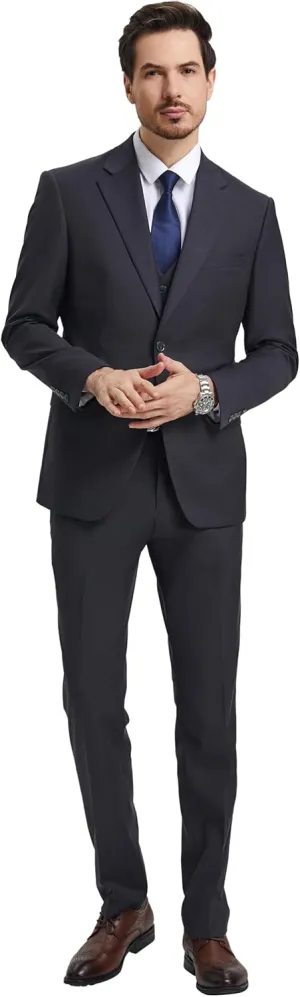 STACY ADAMS Suits 3pc Suit Set, Jacket Vest and Dress Pants,Hybrid-Fit Suits