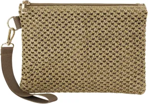 Straw Clutch Purses for Women, Bohemian Straw Handbag Small Summer Beach Bag Wristlet Wallet with Zip