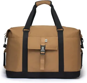 SUNNY BIRD Duffel with Utility Pouch, 40L Weekender Overnight Bag with Shoe Compartment for Travel and Sports (Brown and black)