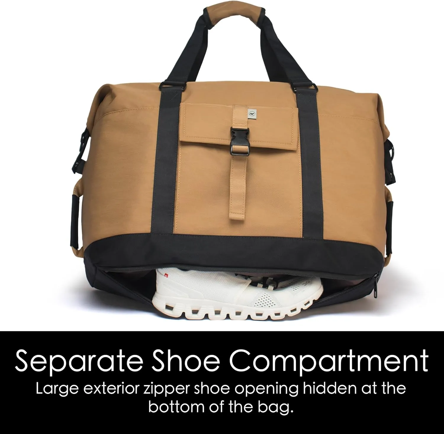 SUNNY BIRD Duffel with Utility Pouch, 40L Weekender Overnight Bag with Shoe Compartment for Travel and Sports (Brown and black)