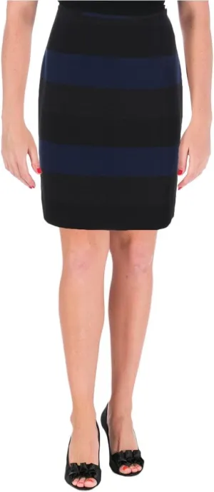 TAHARI Women's Petite Striped Vented Pencil Skirt