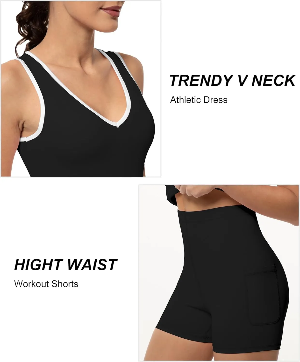 Tennis Dress with Shorts Womens V Neck Athletic Workout Golf Dress Casual Sleeveless Colorblock Dress