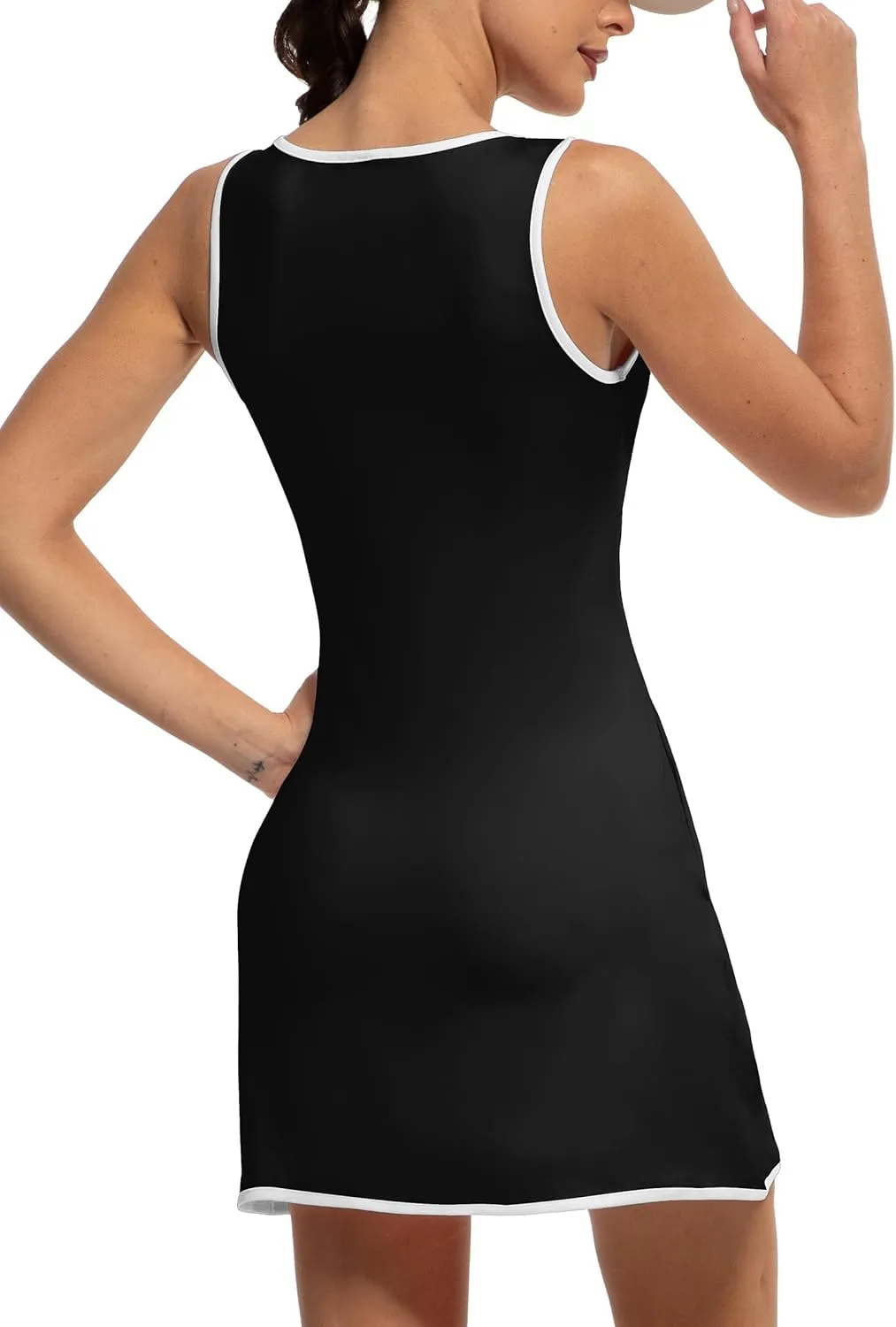 Tennis Dress with Shorts Womens V Neck Athletic Workout Golf Dress Casual Sleeveless Colorblock Dress