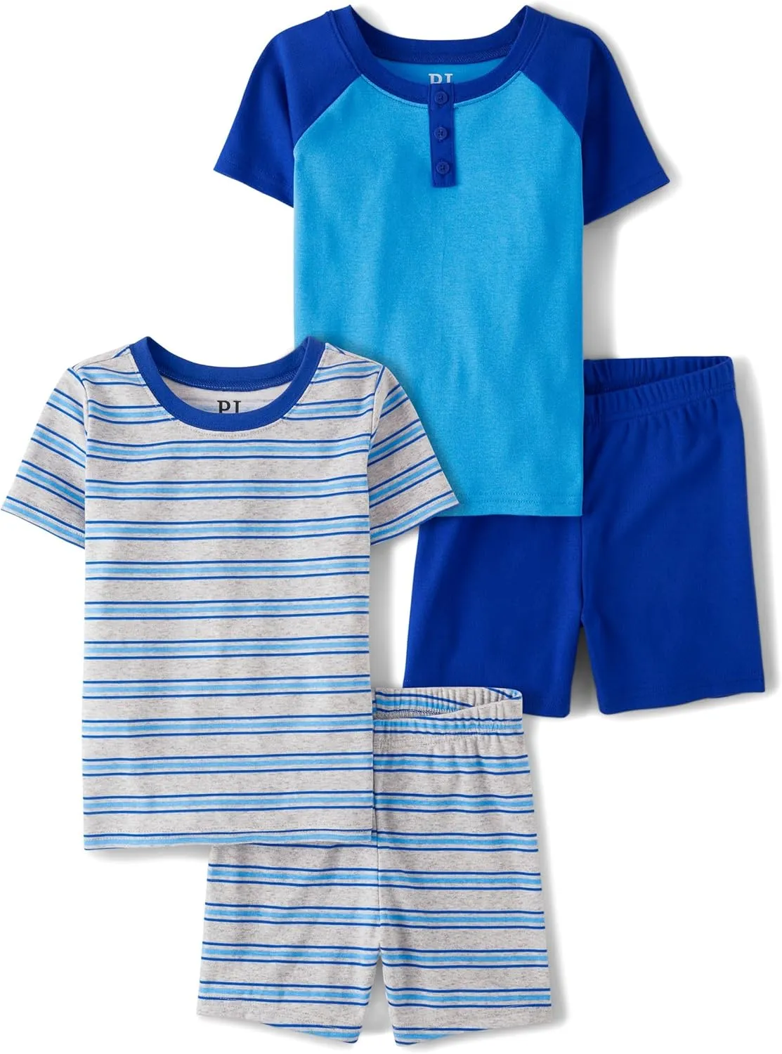 The Children's Place Boys' 100% Cotton Sleeve Top and Shorts 2 Piece Pajama Set