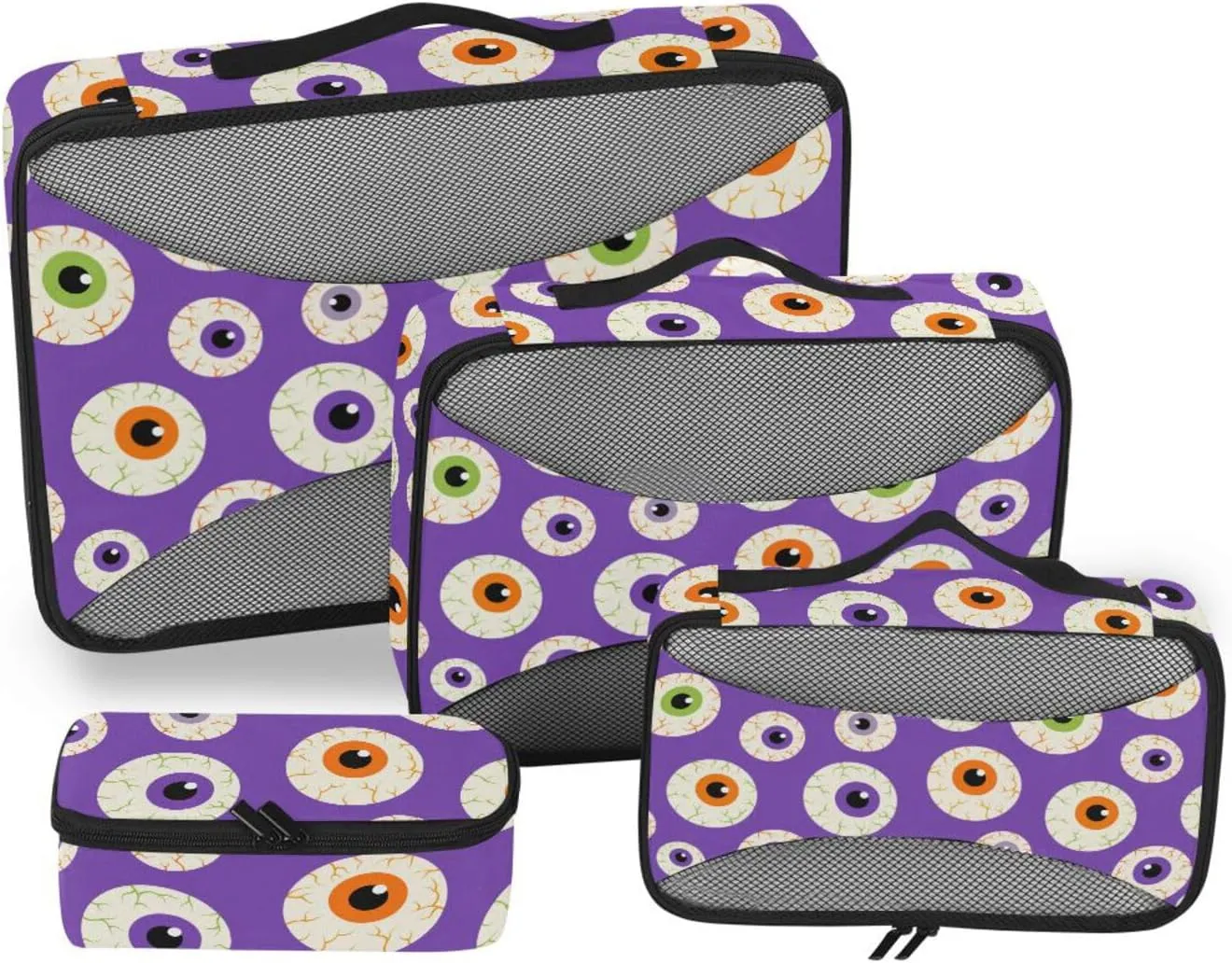 Travel Bags Organizer for Luggage 4 Set Luggage Packing Cubes Packing Cubes for Travel Women Packing Cubs Halloween Cute Eyesball