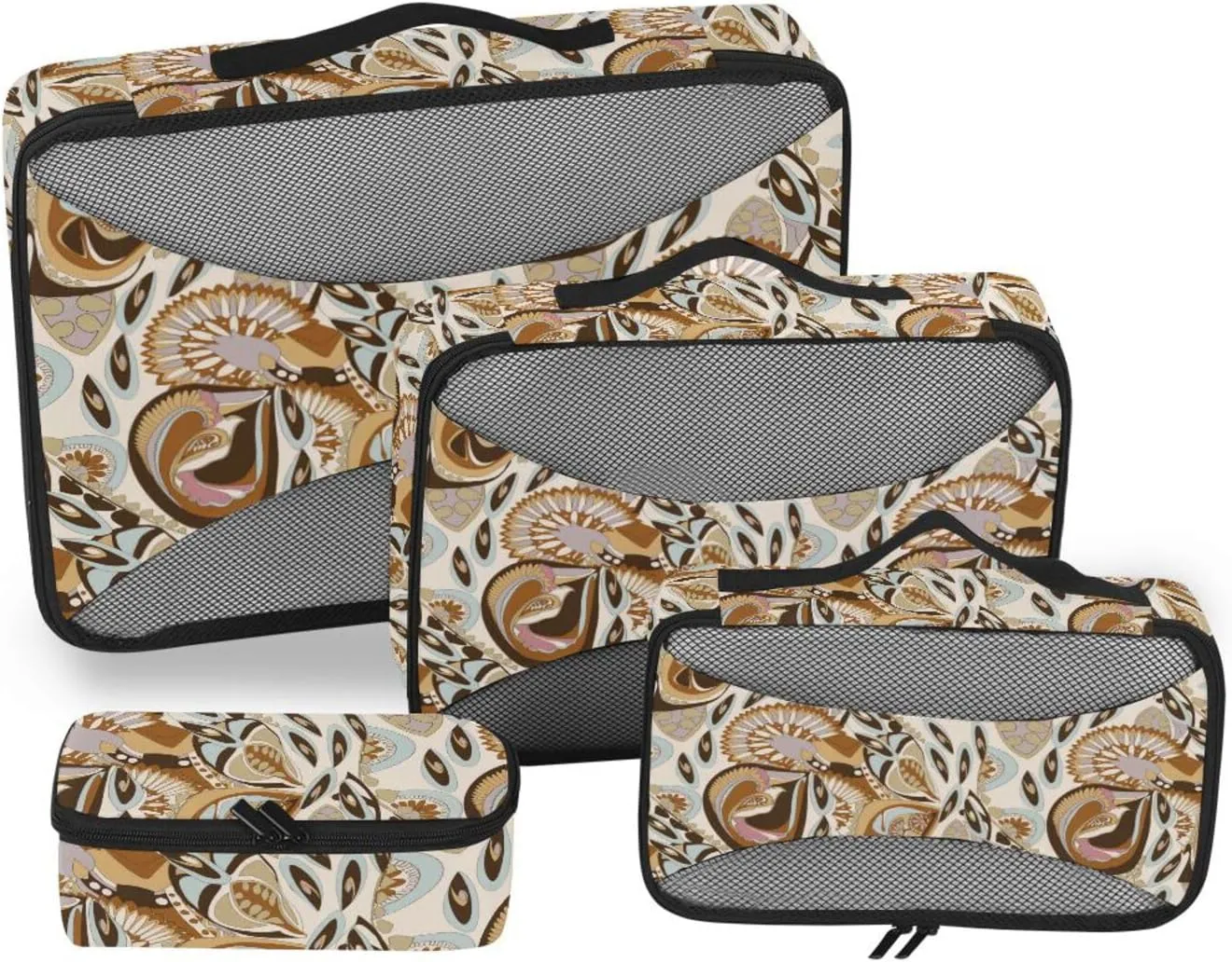 Travel Bags Organizer for Luggage Set of 4 Luggage Packing Cubes Packing Organizers for Luggage Pqcking Cubes Ikat Geometric