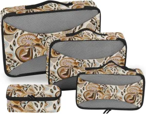 Travel Bags Organizer for Luggage Set of 4 Luggage Packing Cubes Packing Organizers for Luggage Pqcking Cubes Ikat Geometric