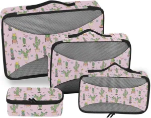 Travel Cubes 4 Set Luggage Packing Cubes Luggage Packing Cubes for Travel Packing Cunes Cute Cactus