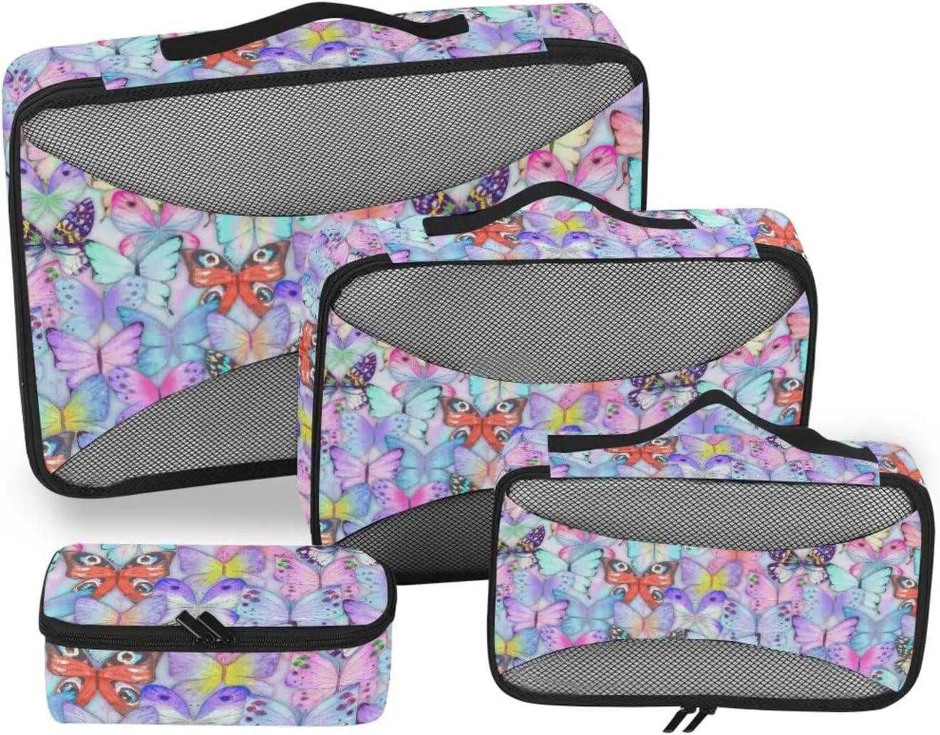 Travel Cubes 4 Set Luggage Packing Cubes Travel Organizer Bags for Luggage Packing Cube Watercolor Butterflies