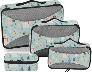 Travel Cubes for Packing 4 Set Luggage Organizer Packing Organizers for Luggage Packing Cube Winter Christmas Bear