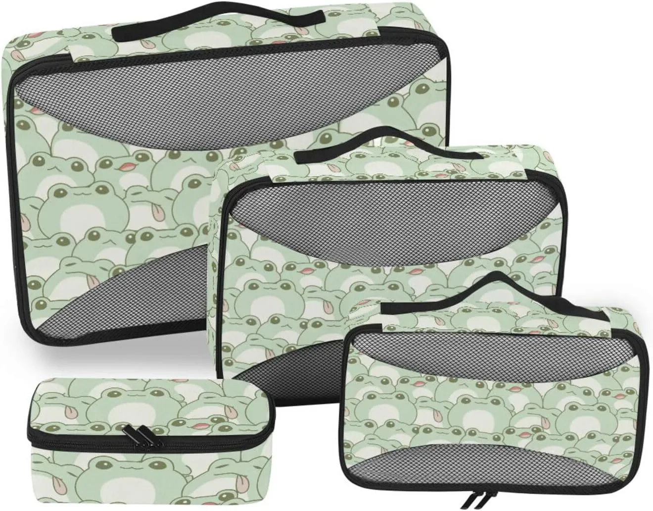 Travel Cubes for Packing 4 Set Suitcase Organizer Bags Packing Cubes for Luggage Oacking Cubes Funny Cute Frog Pattern
