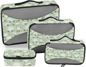 Travel Cubes for Packing 4 Set Suitcase Organizer Bags Packing Cubes for Luggage Oacking Cubes Funny Cute Frog Pattern