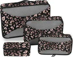 Travel Cubes for Packing Set of 4 Luggage Packing Cubes Travel Organizer Bags for Luggage Pqcking Cubes Leopard Print