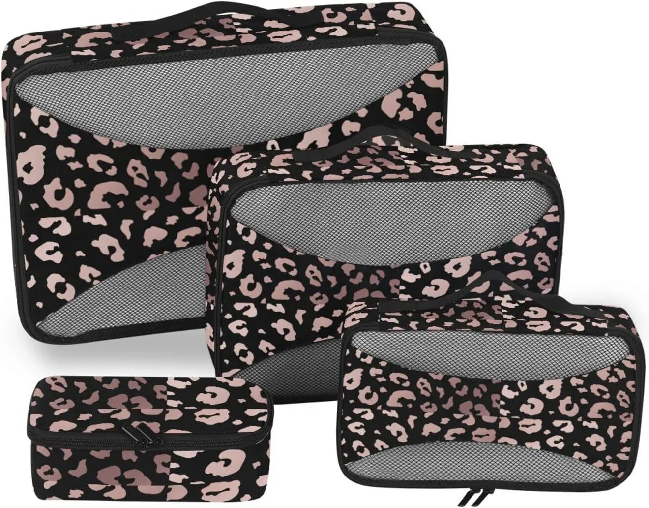 Travel Cubes for Packing Set of 4 Luggage Packing Cubes Travel Organizer Bags for Luggage Pqcking Cubes Leopard Print