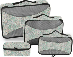 Travel Cubes Set of 4 Luggage Bags Organizers Travel Cube Packing Cube Paisley Pattern