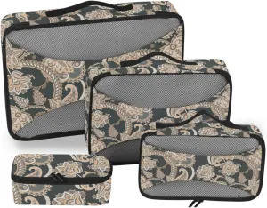 Travel Cubes Set of 4 Luggage Organizers for Suitcase Traveling Packing Cubes Packimg Cubes Floral Paisley Ink