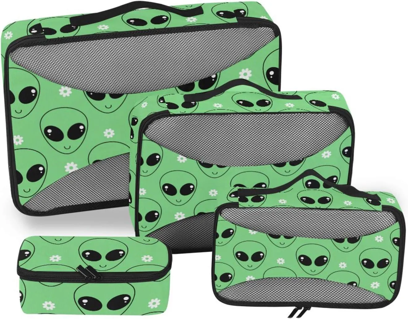 Travel Packing Organizers 4 Set Luggage Packing Cubes Suitcase Cubes for Packing Oacking Cubes Aliens Cartoon