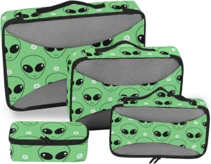 Travel Packing Organizers 4 Set Luggage Packing Cubes Suitcase Cubes for Packing Oacking Cubes Aliens Cartoon