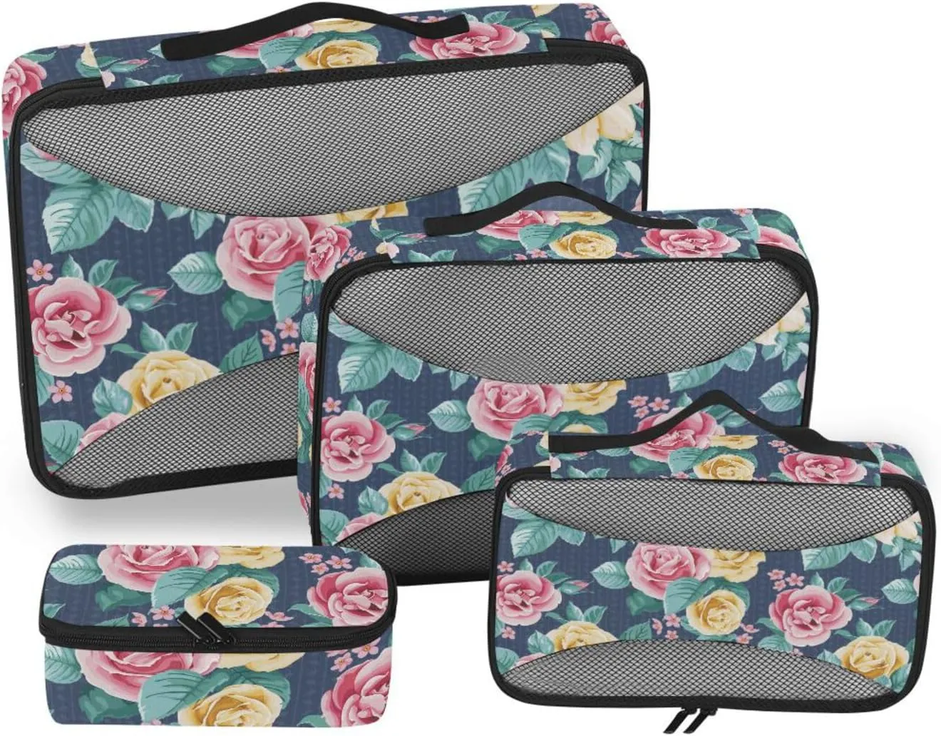 Travel Packing Organizers 4 Set Luggage Packing Cubes Travel Cubes for Packing Carry on Bag Packing Cubed Vintage Flower