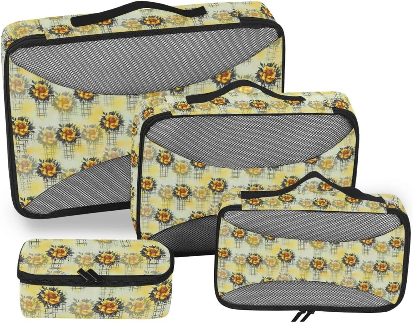 Travel Packing Organizers Set of 4 Suitcase Organizer Suitcase Cubes Pqcking Cubes Rose Flower