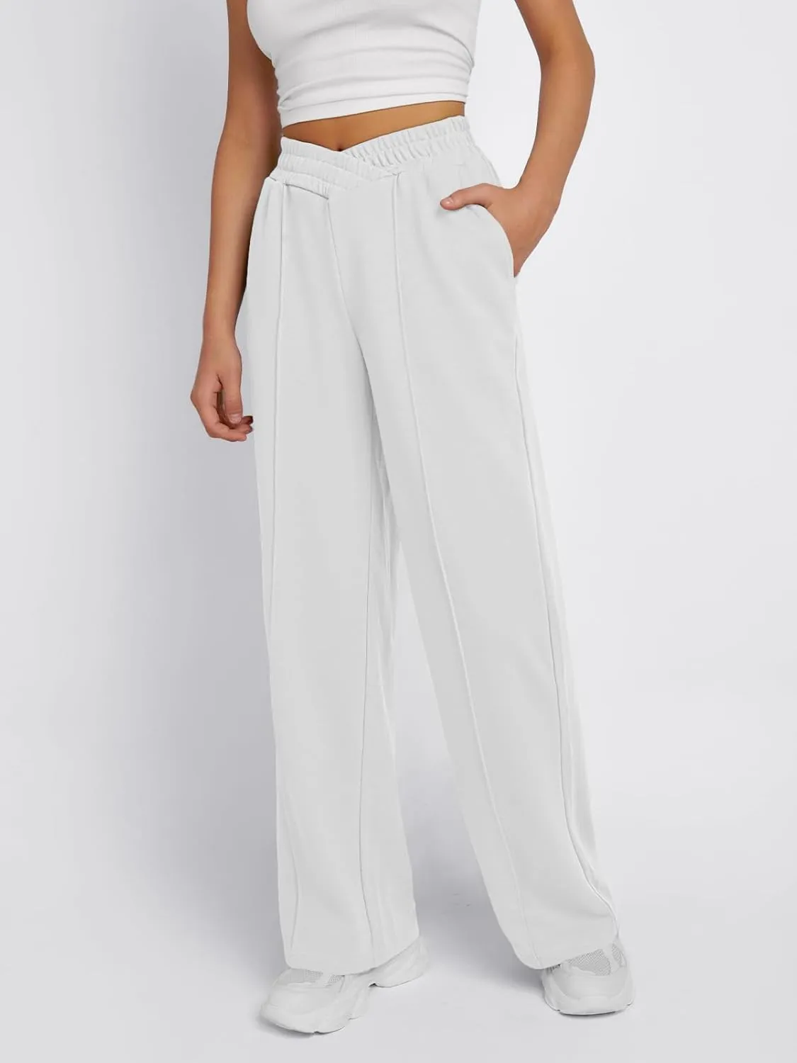 Trendy Queen Wide Leg Sweatpants Women Fashion High Waisted Baggy Flared Pants Athletic Joggers with Pockets 2025